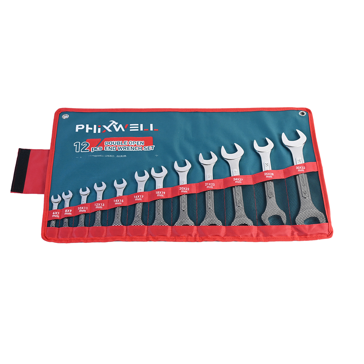 717534 PHIXWELL 12 PCS ডাবল-হেডেড রিবড রেঞ্চ সেট